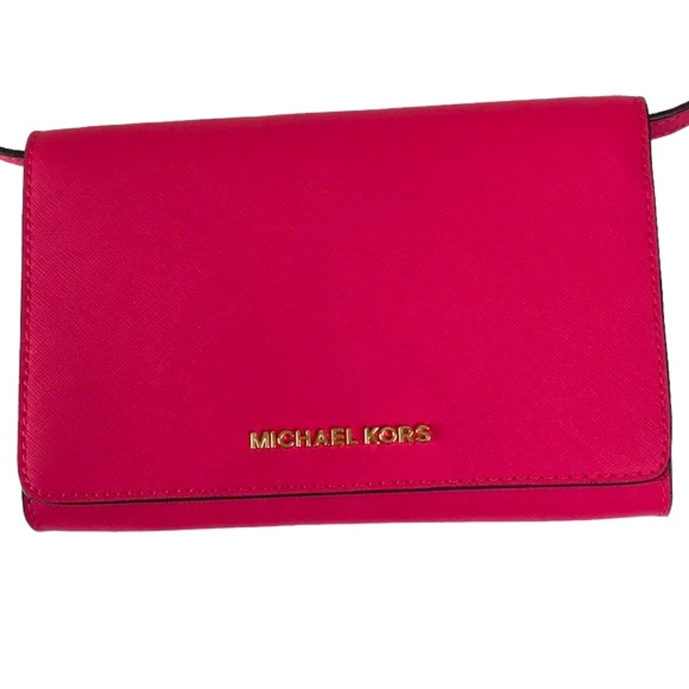 Michael Kors Jet Set Saffiano Leather Convertible Crossbody Clutch Bag